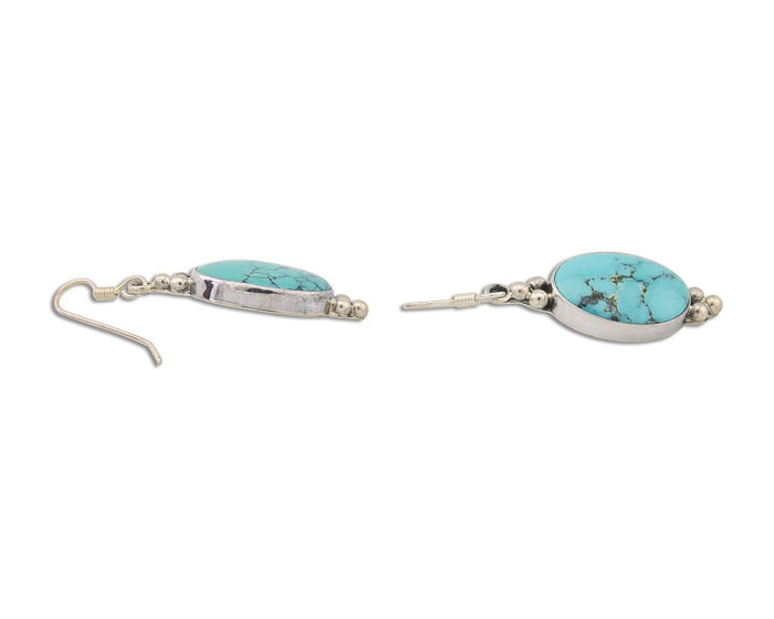 Navajo Dangle Earrings 925 Natural Turquoise Native Inca Mfg C.80's