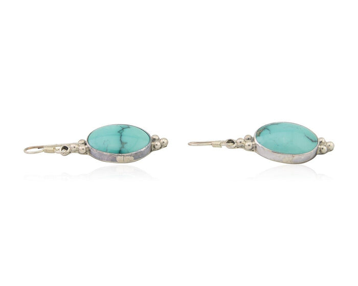 Navajo Dangle Earrings 925 Natural Turquoise Native Inca Mfg C.80's