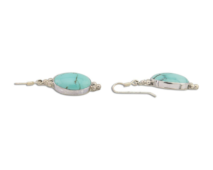Navajo Dangle Earrings 925 Natural Turquoise Native Inca Mfg C.80's