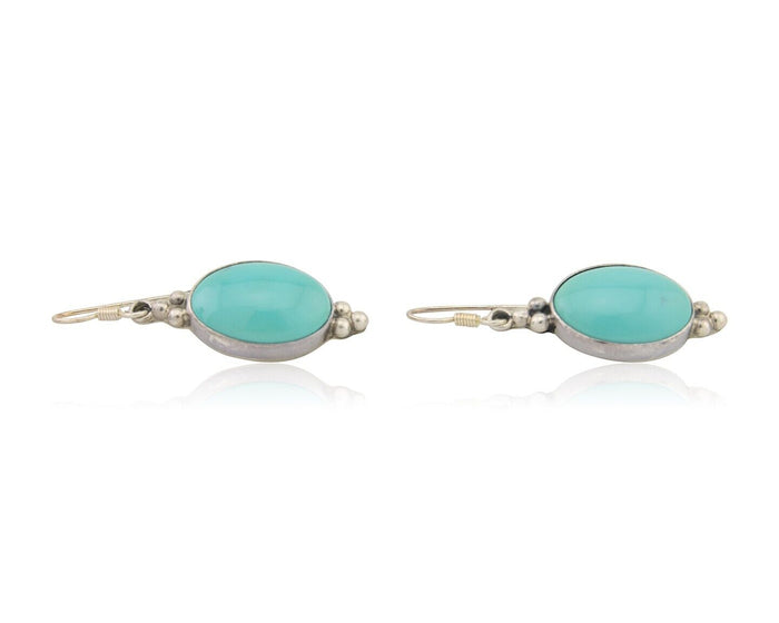 Navajo Dangle Earrings 925 Natural Turquoise Native Inca Mfg C.80's