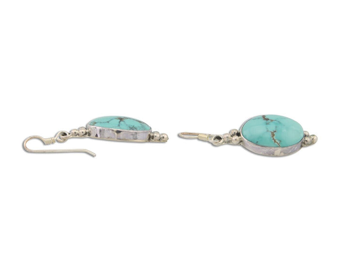 Navajo Dangle Earrings 925 Natural Turquoise Native Inca Mfg C.80's