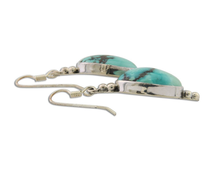Navajo Dangle Earrings 925 Natural Turquoise Native Inca Mfg C.80's