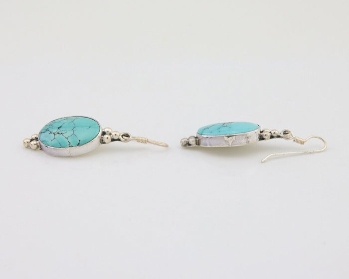 Navajo Dangle Earrings 925 Natural Turquoise Native Inca Mfg C.80's