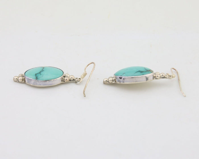 Navajo Dangle Earrings 925 Natural Turquoise Native Inca Mfg C.80's