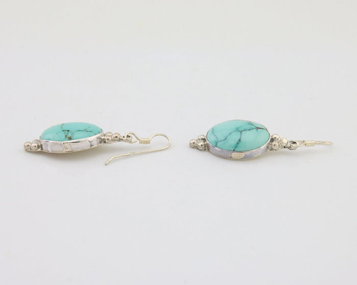 Navajo Dangle Earrings 925 Natural Turquoise Native Inca Mfg C.80's