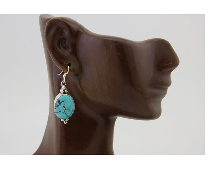 Navajo Dangle Earrings 925 Natural Turquoise Native Inca Mfg C.80's
