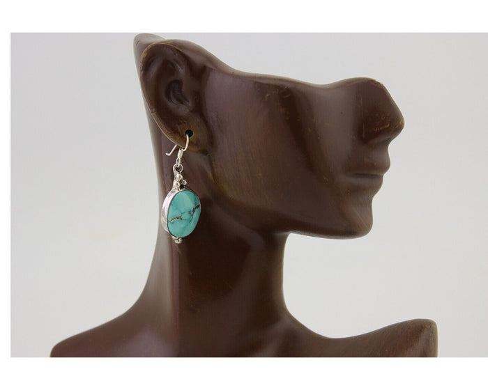 Navajo Dangle Earrings 925 Natural Turquoise Native Inca Mfg C.80's