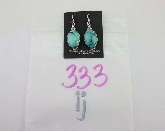 Navajo Dangle Earrings 925 Natural Turquoise Native Inca Mfg C.80's