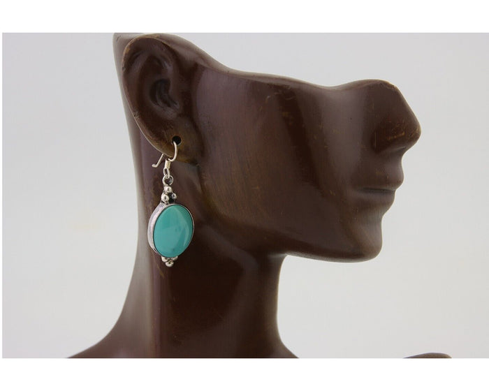 Navajo Dangle Earrings 925 Natural Turquoise Native Inca Mfg C.80's