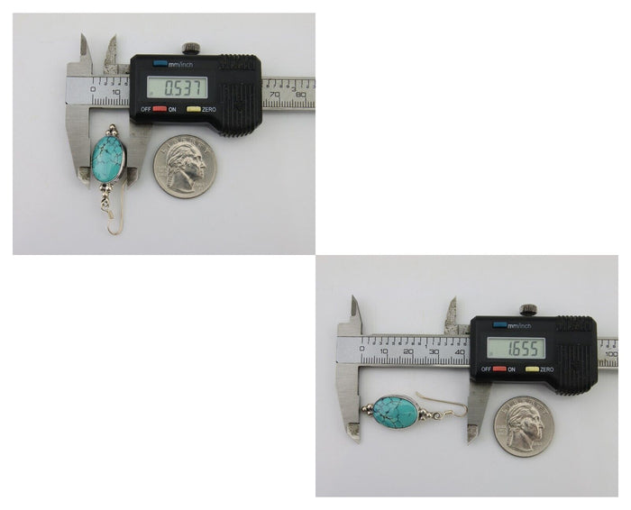 Navajo Dangle Earrings 925 Natural Turquoise Native Inca Mfg C.80's