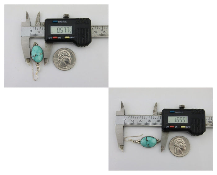 Navajo Dangle Earrings 925 Natural Turquoise Native Inca Mfg C.80's