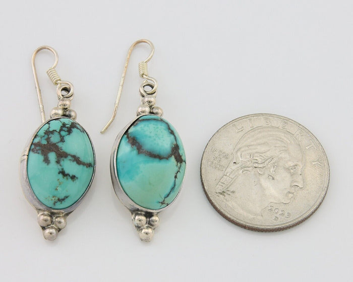 Navajo Dangle Earrings 925 Natural Turquoise Native Inca Mfg C.80's