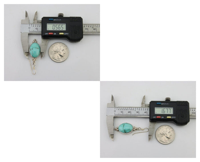 Navajo Dangle Earrings 925 Natural Turquoise Native Inca Mfg C.80's
