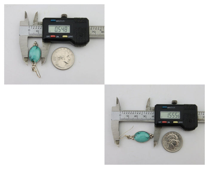 Navajo Dangle Earrings 925 Natural Turquoise Native Inca Mfg C.80's
