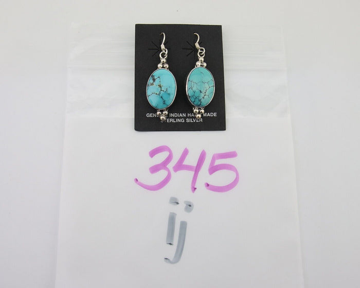 Navajo Dangle Earrings 925 Natural Turquoise Native Inca Mfg C.80's