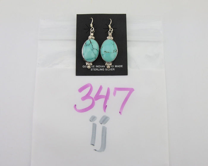 Navajo Dangle Earrings 925 Natural Turquoise Native Inca Mfg C.80's