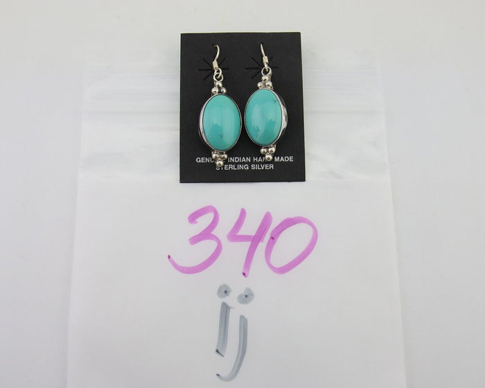 Navajo Dangle Earrings 925 Natural Turquoise Native Inca Mfg C.80's