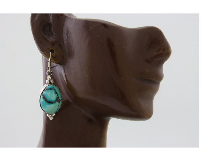 Navajo Dangle Earrings 925 Natural Turquoise Native Inca Mfg C.80's