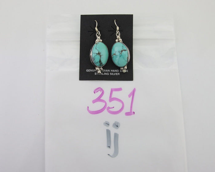 Navajo Dangle Earrings 925 Natural Turquoise Native Inca Mfg C.80's