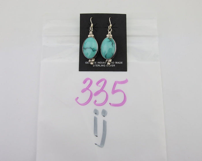 Navajo Dangle Earrings 925 Natural Turquoise Native Inca Mfg C.80's