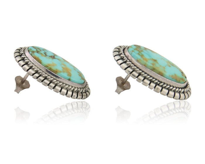 Navajo Dangle Earrings 925 Natural Turquoise Signed M GUERRO C.80's