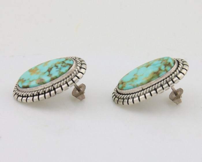 Navajo Dangle Earrings 925 Natural Turquoise Signed M GUERRO C.80's