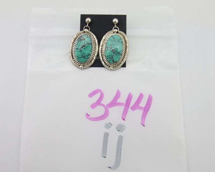 Navajo Dangle Earrings 925 Natural Turquoise Signed RAMONA C.80's
