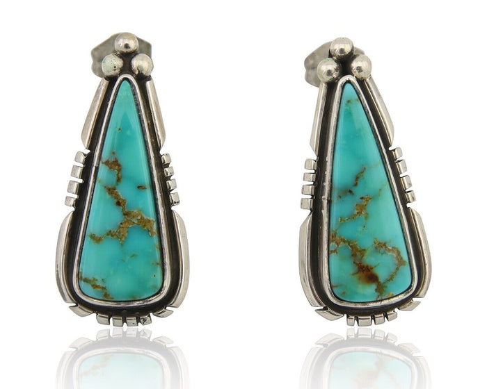 Navajo Dangle Earrings 925 Natural Turquoise Signed Wilson Padilla C.80's