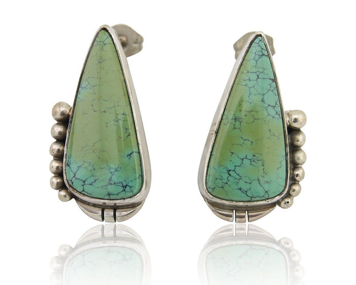 Navajo Dangle Earrings 925 Natural Turquoise Signed Wilson Padilla C.80's