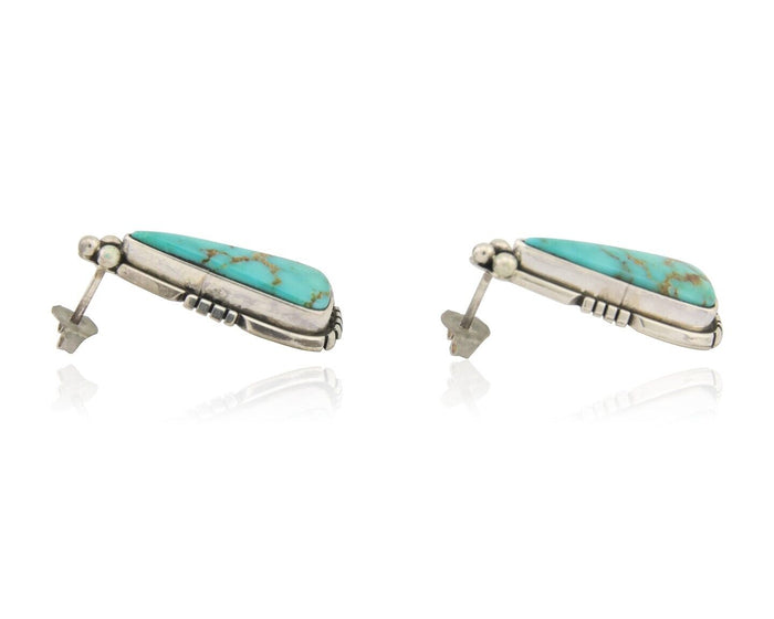 Navajo Dangle Earrings 925 Natural Turquoise Signed Wilson Padilla C.80's