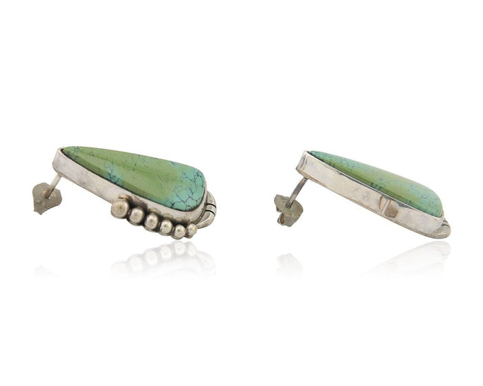 Navajo Dangle Earrings 925 Natural Turquoise Signed Wilson Padilla C.80's