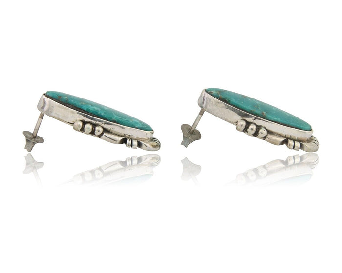 Navajo Dangle Earrings 925 Natural Turquoise Signed Wilson Padilla C.80's