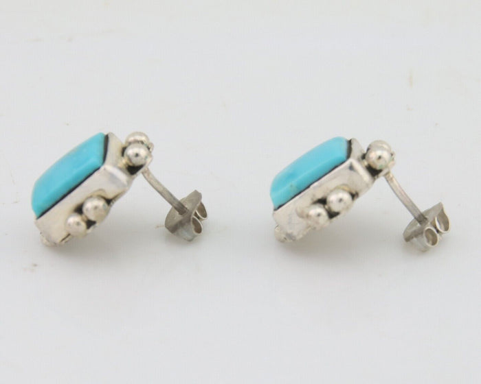 Navajo Dangle Earrings 925 Natural Turquoise Signed Wilson Padilla C.80's