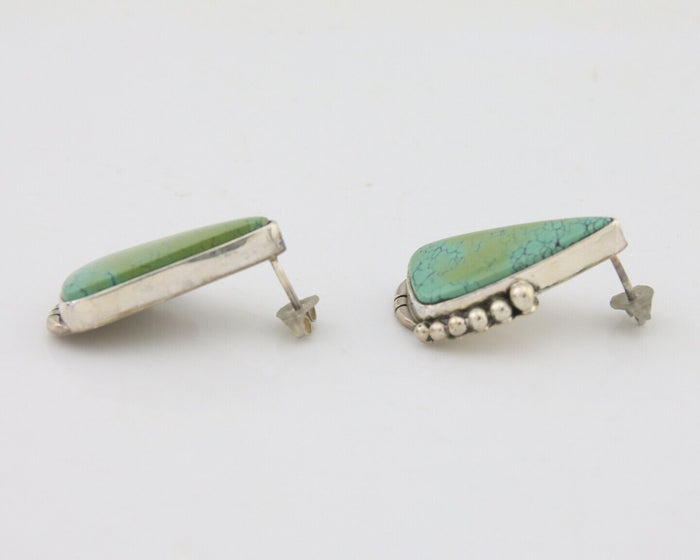 Navajo Dangle Earrings 925 Natural Turquoise Signed Wilson Padilla C.80's