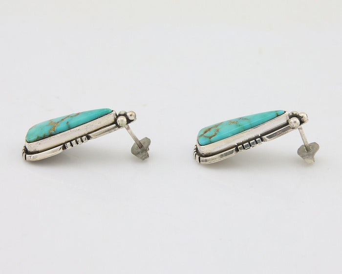 Navajo Dangle Earrings 925 Natural Turquoise Signed Wilson Padilla C.80's