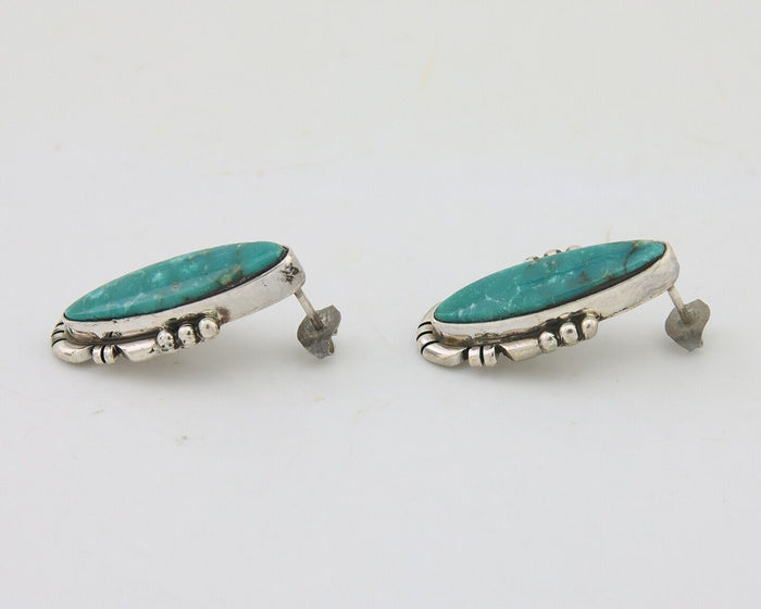 Navajo Dangle Earrings 925 Natural Turquoise Signed Wilson Padilla C.80's