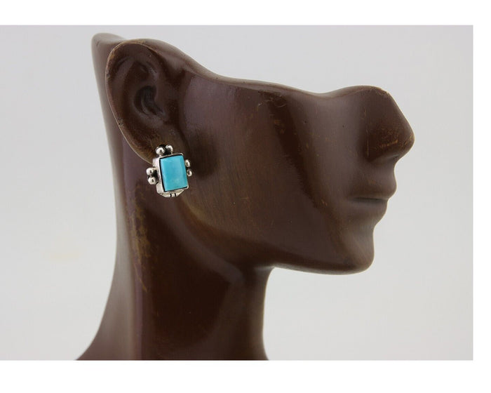 Navajo Dangle Earrings 925 Natural Turquoise Signed Wilson Padilla C.80's