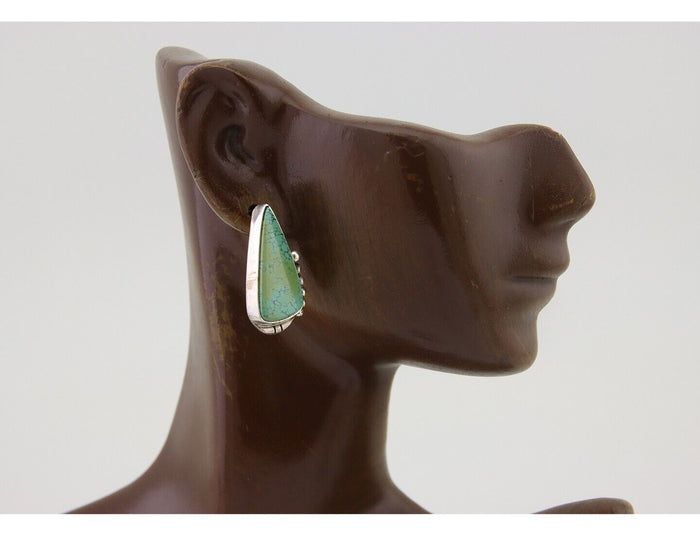 Navajo Dangle Earrings 925 Natural Turquoise Signed Wilson Padilla C.80's