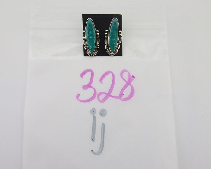 Navajo Dangle Earrings 925 Natural Turquoise Signed Wilson Padilla C.80's