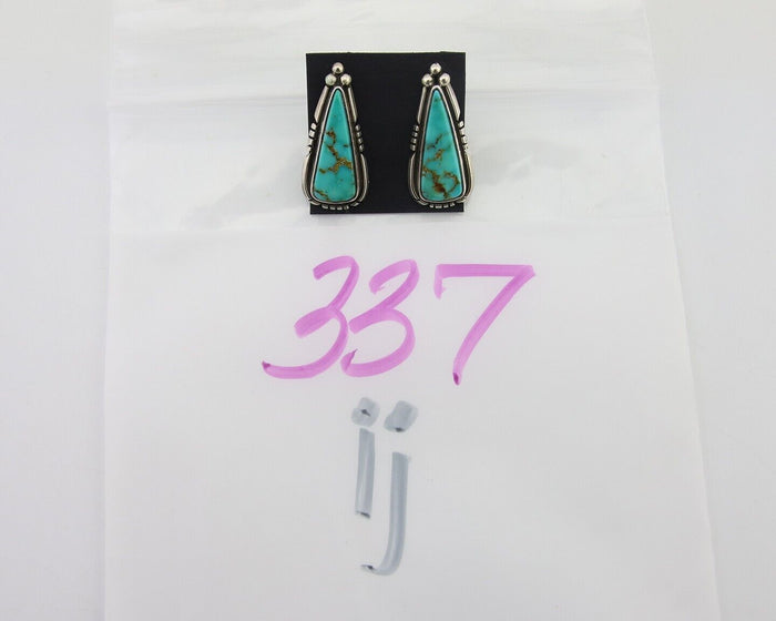 Navajo Dangle Earrings 925 Natural Turquoise Signed Wilson Padilla C.80's