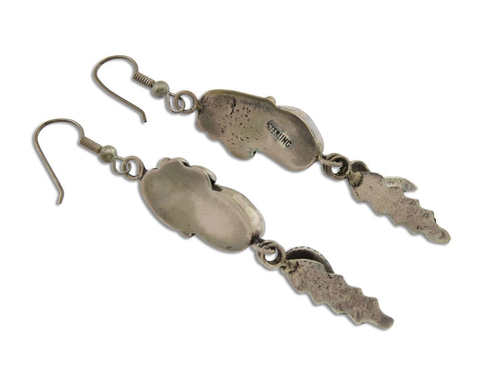 Navajo Dangle Earrings 925 Silver Blue Native American Artist C.80's