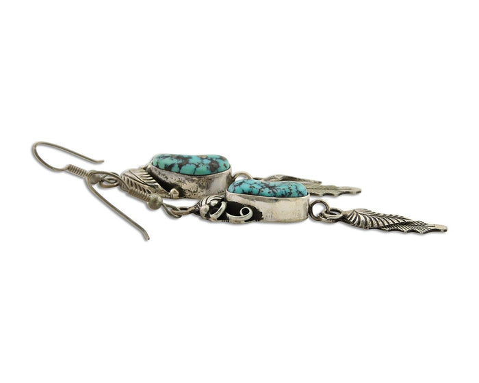 Navajo Dangle Earrings 925 Silver Blue Native American Artist C.80's