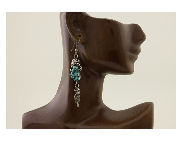Navajo Dangle Earrings 925 Silver Blue Native American Artist C.80's