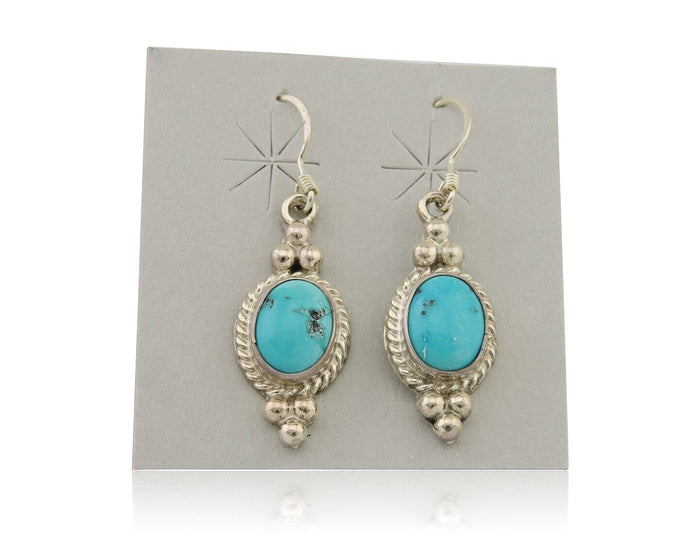 Navajo Dangle Earrings 925 Silver Blue Turquoise Native American Artist C.80's
