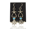 Navajo Dangle Earrings 925 Silver Blue Turquoise Native American Artist C.80's