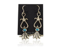 Navajo Dangle Earrings 925 Silver Blue Turquoise Native American Artist C.80's