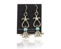 Navajo Dangle Earrings 925 Silver Blue Turquoise Native American Artist C.80's