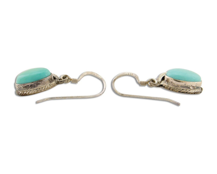 Navajo Dangle Earrings 925 Silver Blue Turquoise Native American Artist C.80's