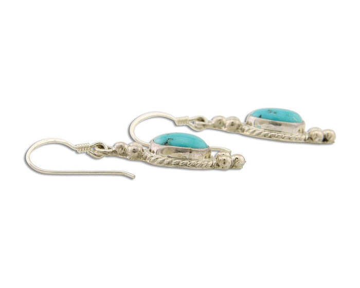 Navajo Dangle Earrings 925 Silver Blue Turquoise Native American Artist C.80's