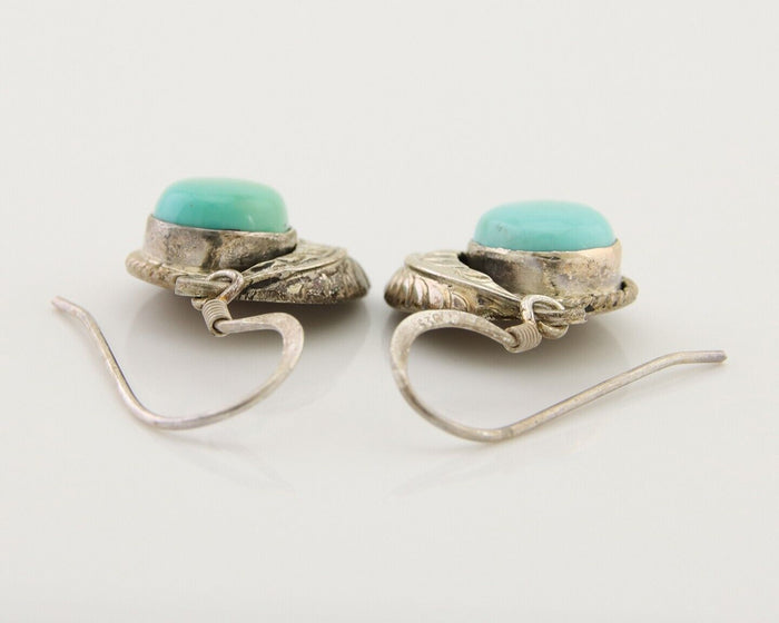 Navajo Dangle Earrings 925 Silver Blue Turquoise Native American Artist C.80's